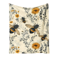 3204 Bee & Wildflower Fleece Blanket – Cozy Vibrant Polyester Throw Bee & Wildflower Fleece Blanket – Cozy Vibrant Polyester Throw