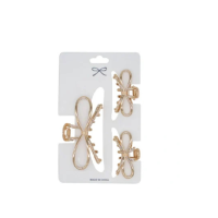 Bow-Tique 3 Pc Gold Hair Clamp