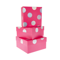 3627 Pink Gift Box Pack Pink & Silver Polka Dot Gift Box