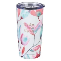 423 Pink Petals Stainless Steel Mug | Floral Insulated Travel Coffee Cup