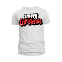 90 White & Red Christmas T-shirt - White & Red Merry